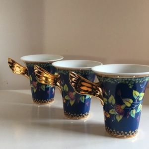 Versace new gold winged demitasse/teacups new